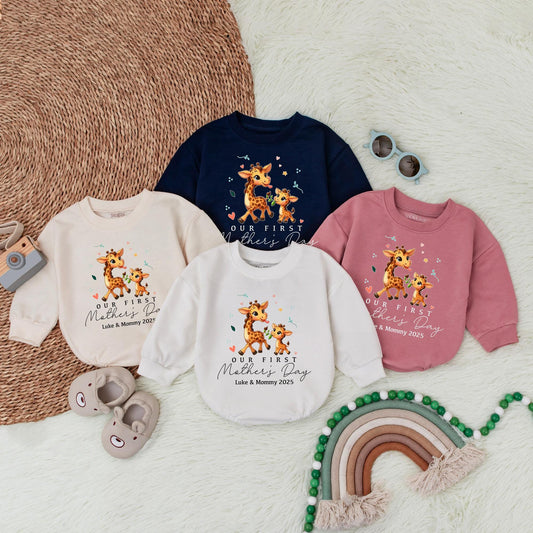 Personalized 1st Mother's Day Bubble Romper for Baby Boy - Best Mom Ever Bodysuit, New Mom Gift, Baby Shower Present