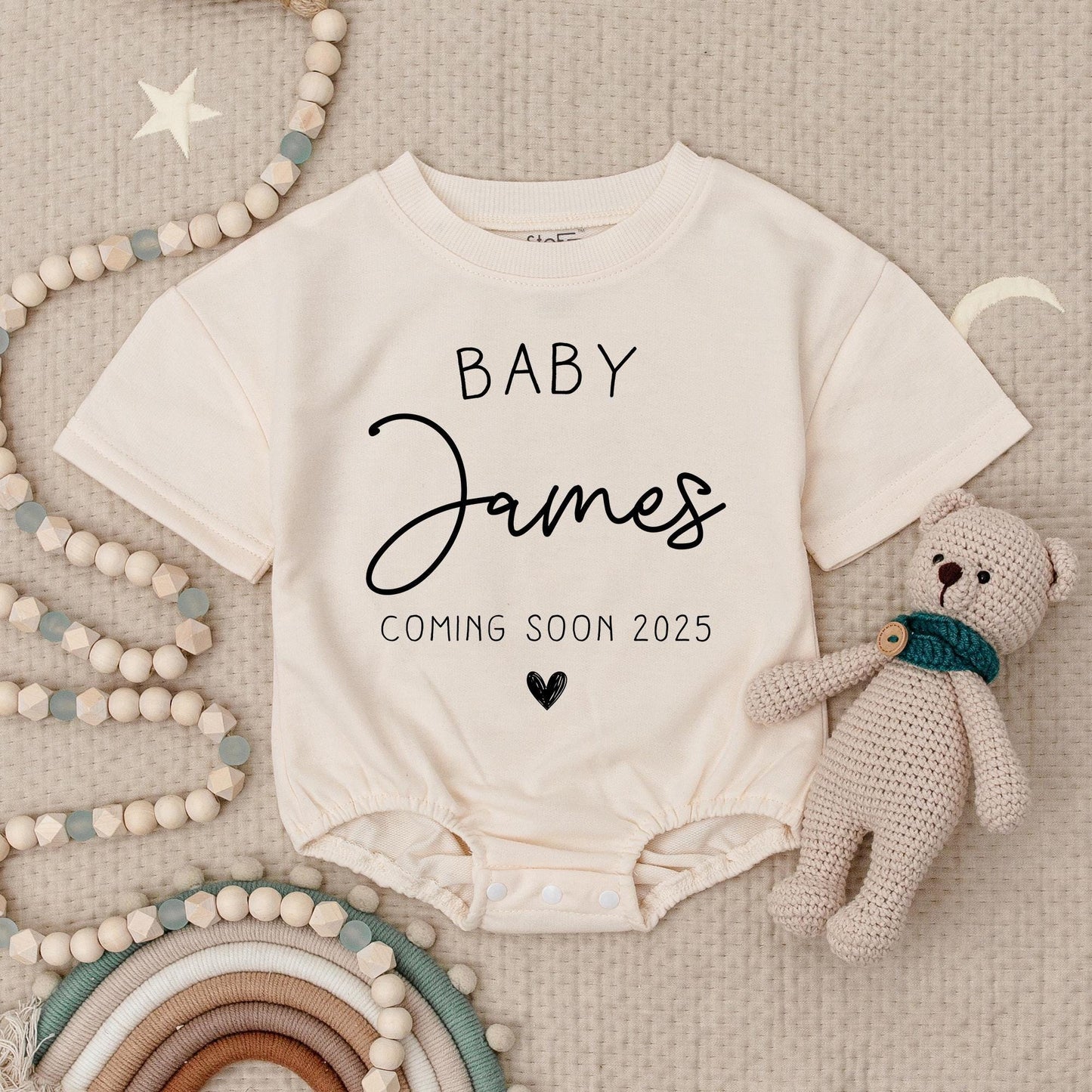 Personalized Baby Announcement Romper Coming Soon 2025 Custom Name Bodysuit Minimalist Design Cute Newborn Outfit Pregnancy Reveal Shower Gift 137