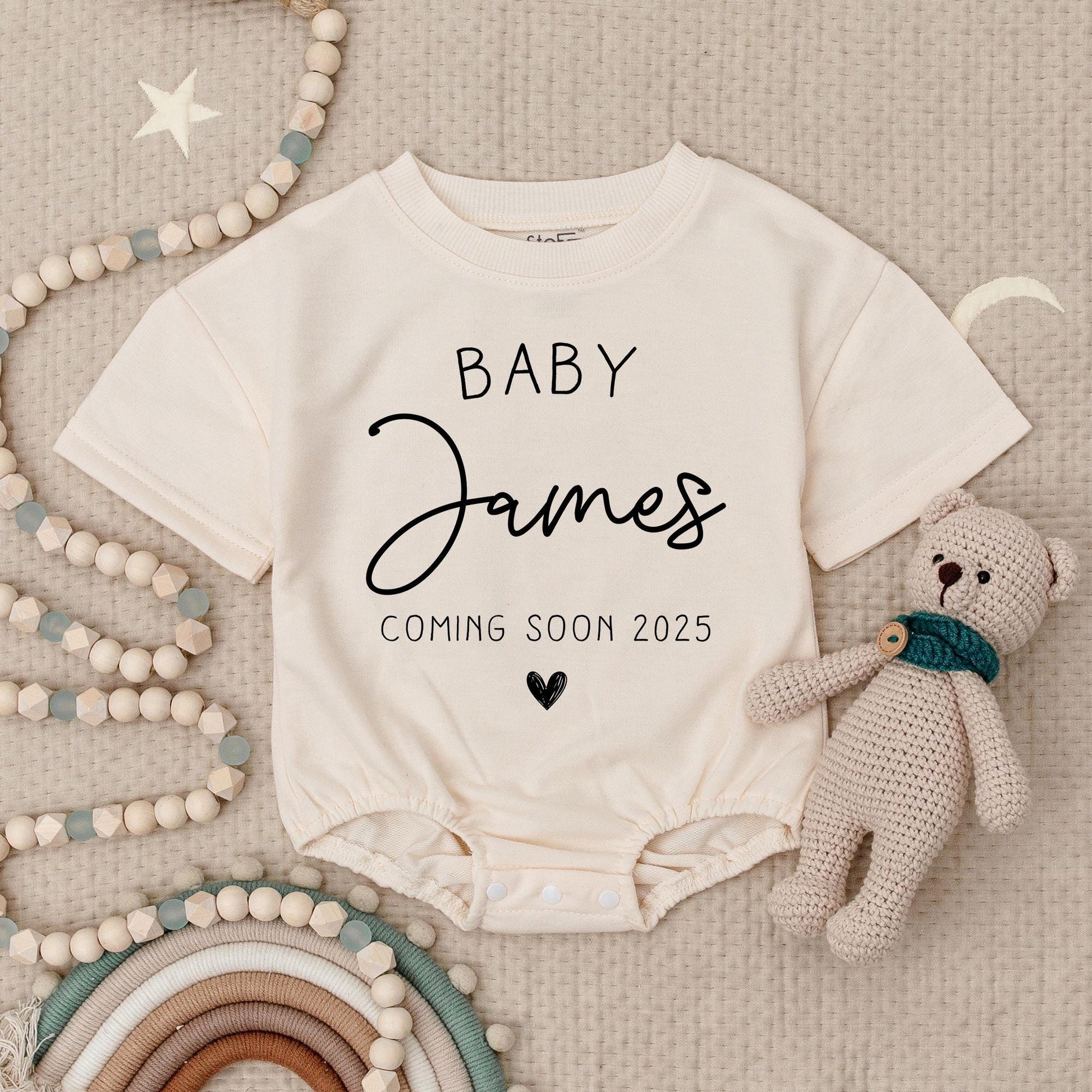 Personalized Baby Announcement Romper Coming Soon 2025 Custom Name Bodysuit Minimalist Design Cute Newborn Outfit Pregnancy Reveal Shower Gift 137