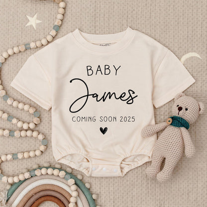 Personalized Baby Announcement Romper Coming Soon 2025 Custom Name Bodysuit Minimalist Design Cute Newborn Outfit Pregnancy Reveal Shower Gift 137