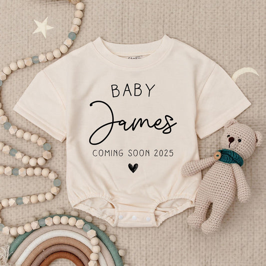 Personalized Baby Announcement Romper Coming Soon 2025 Custom Name Bodysuit Minimalist Design Cute Newborn Outfit Pregnancy Reveal Shower Gift 137