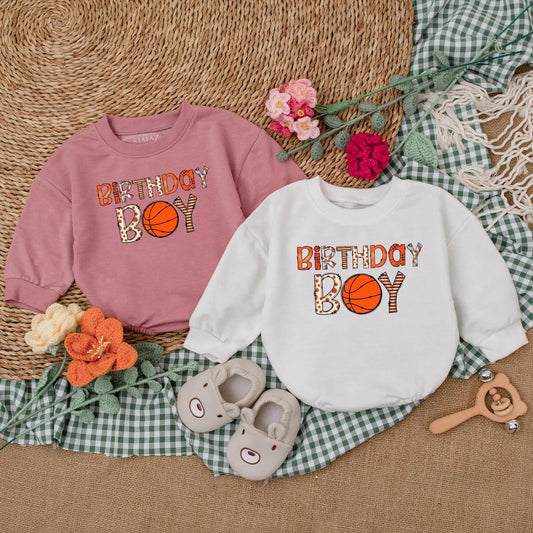 Custom Basketball Birthday Boy Romper Personalized Age Bodysuit Fun Game Day Outfit Baby Boy First Birthday Baseball Theme Gift