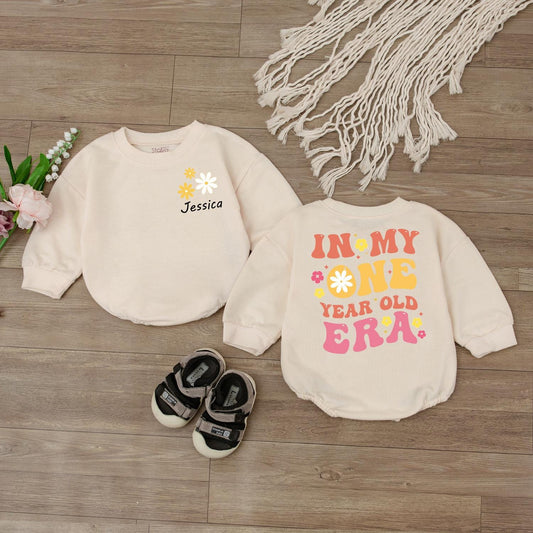 Custom One Year Old Era Baby Girl 1st Birthday Romper Personalized Name Gift for First Birthday Party Outfit Infant Clothes Keepsake