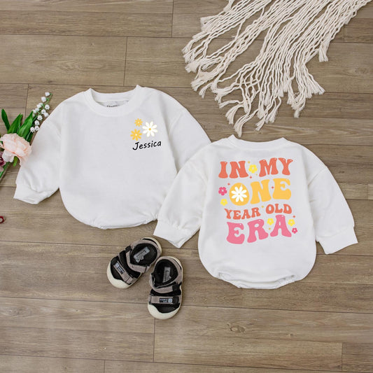 Custom One Year Old Era Baby Girl 1st Birthday Romper Personalized Name Gift for First Birthday Party Outfit Infant Clothes Keepsake