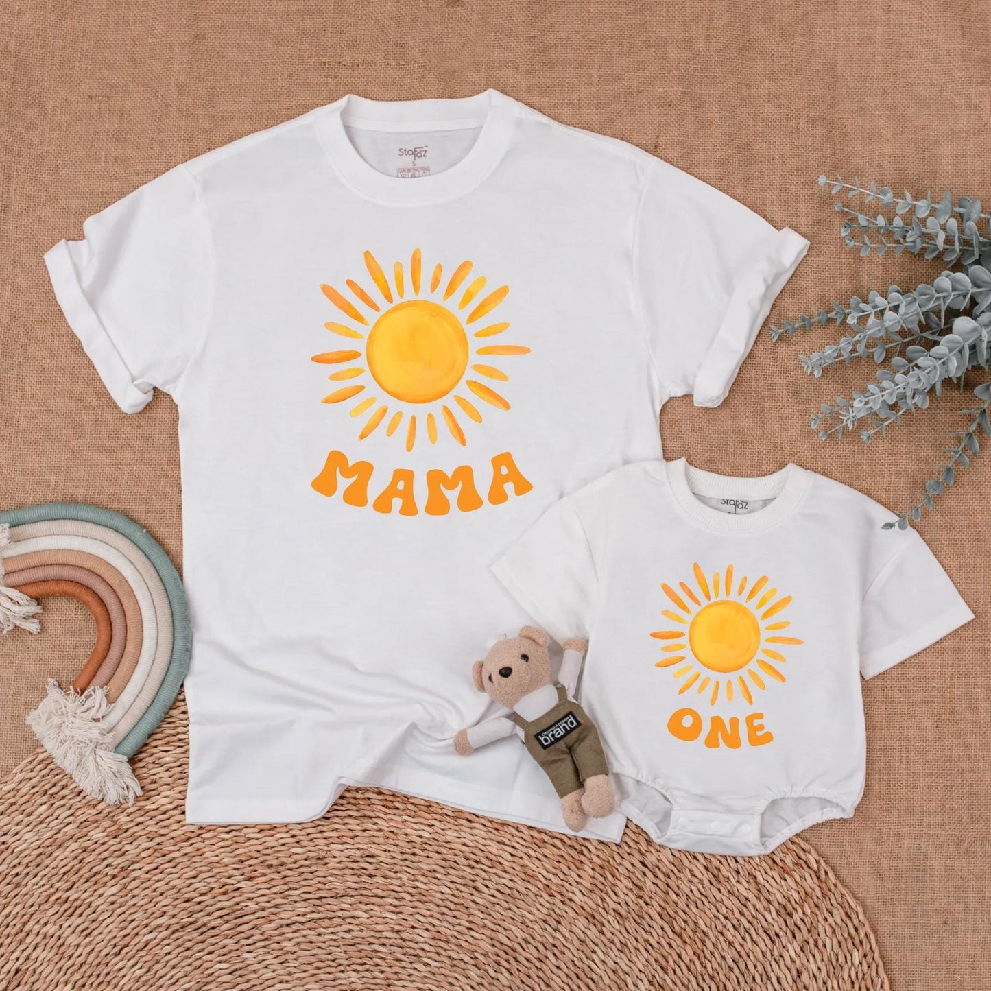 Sunshine First Birthday Mommy and Me Matching Family Shirts First Trip Around The Sun Baby Girl Party Outfit Comfortable