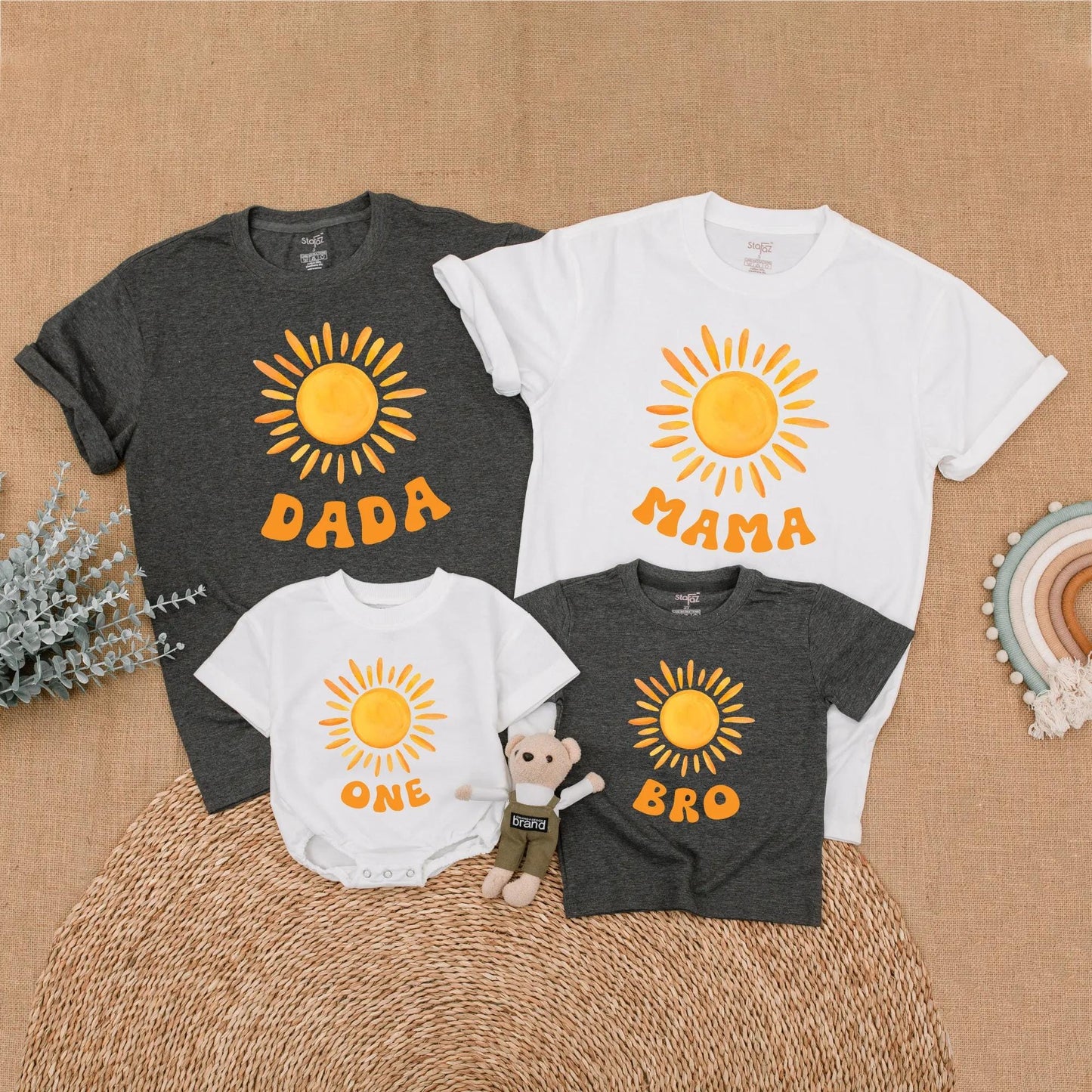 Sunshine First Birthday Mommy and Me Matching Family Shirts First Trip Around The Sun Baby Girl Party Outfit Comfortable