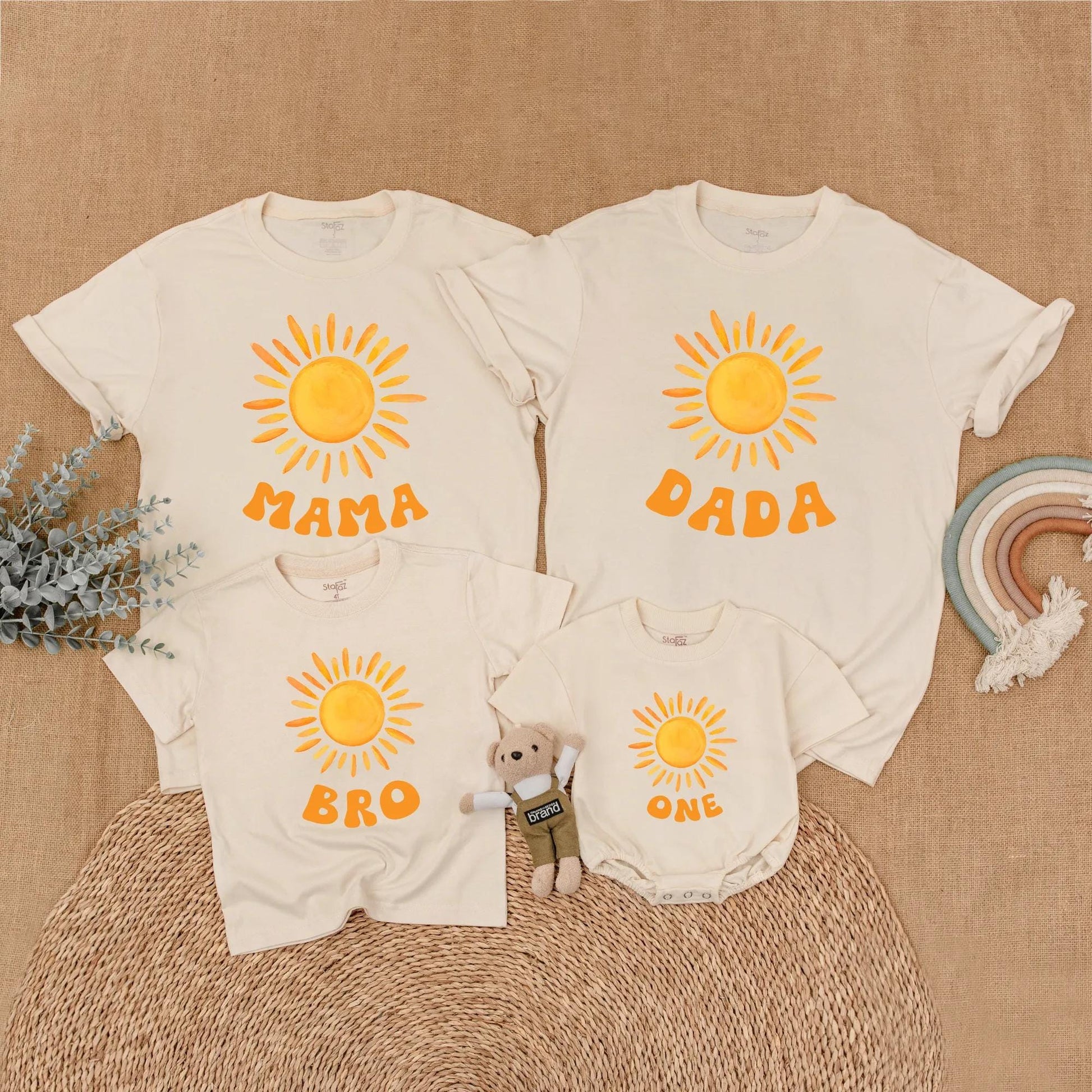 Sunshine First Birthday Mommy and Me Matching Family Shirts First Trip Around The Sun Baby Girl Party Outfit Comfortable