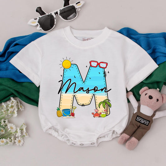 Personalized Name Summer Baby Romper Beach Bodysuit Custom Name Baby Girl Boy Gift Summer Outfits Newborn Clothes