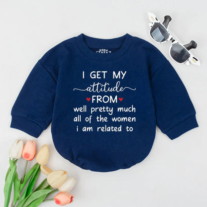 Funny Baby Bubble Romper Get My Attitude From Women Bodysuit Sassy Newborn Outfit Cute Pregnancy Announcement Infant Clothes Baby Gift