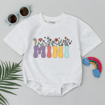 Personalized Mama and Mini Flower T-Shirts and Romper Matching Mom Daughter Outfit First Mother's Day Gift for New Moms Comfortable Cotton Set