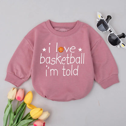 Funny Basketball Baby Boy Bubble Romper "I Love Basketball" Sports Bodysuit Cute Infant Outfit Baby Shower Gift Comfortable Newborn Baller Jumpsuit
