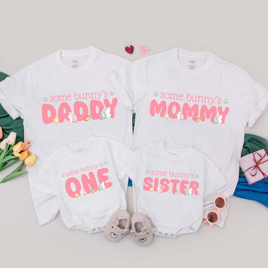 Matching Bunny 1st Birthday Family Shirts - Some Bunny is One Outfit, First Birthday Gifts, Personalized Baby Boy Girl