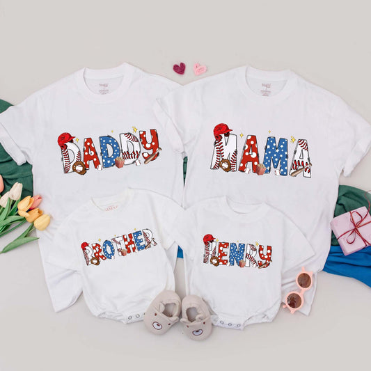 Personalized Family Baseball Game Day Matching Shirts Birthday Party Rookie Outfits Mom Dad Kids Baby Soft Cotton Celebration Gift
