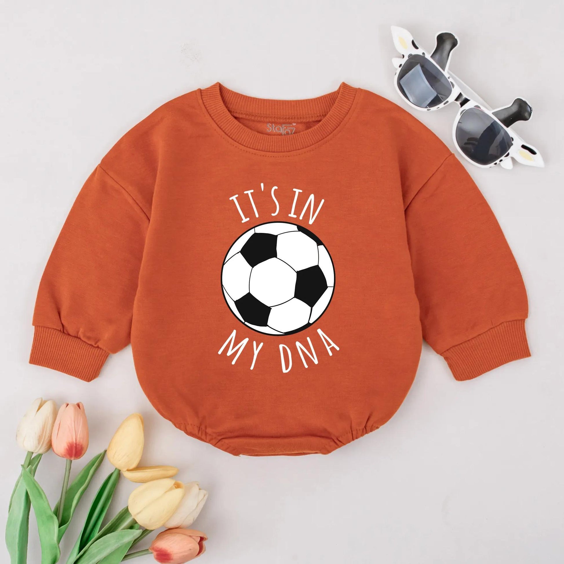 Funny Soccer Baby Bubble Romper 'It's in My DNA' Bodysuit Cute Infant Outfit Newborn Boy Girl Sports Fan Gift Baby Shower Present Idea