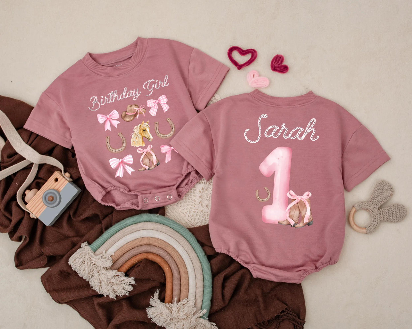 Custom Birthday Cowgirl Bubble Romper Western Baby Girl Outfit Rodeo Theme Country Clothes Personalized Name Gift