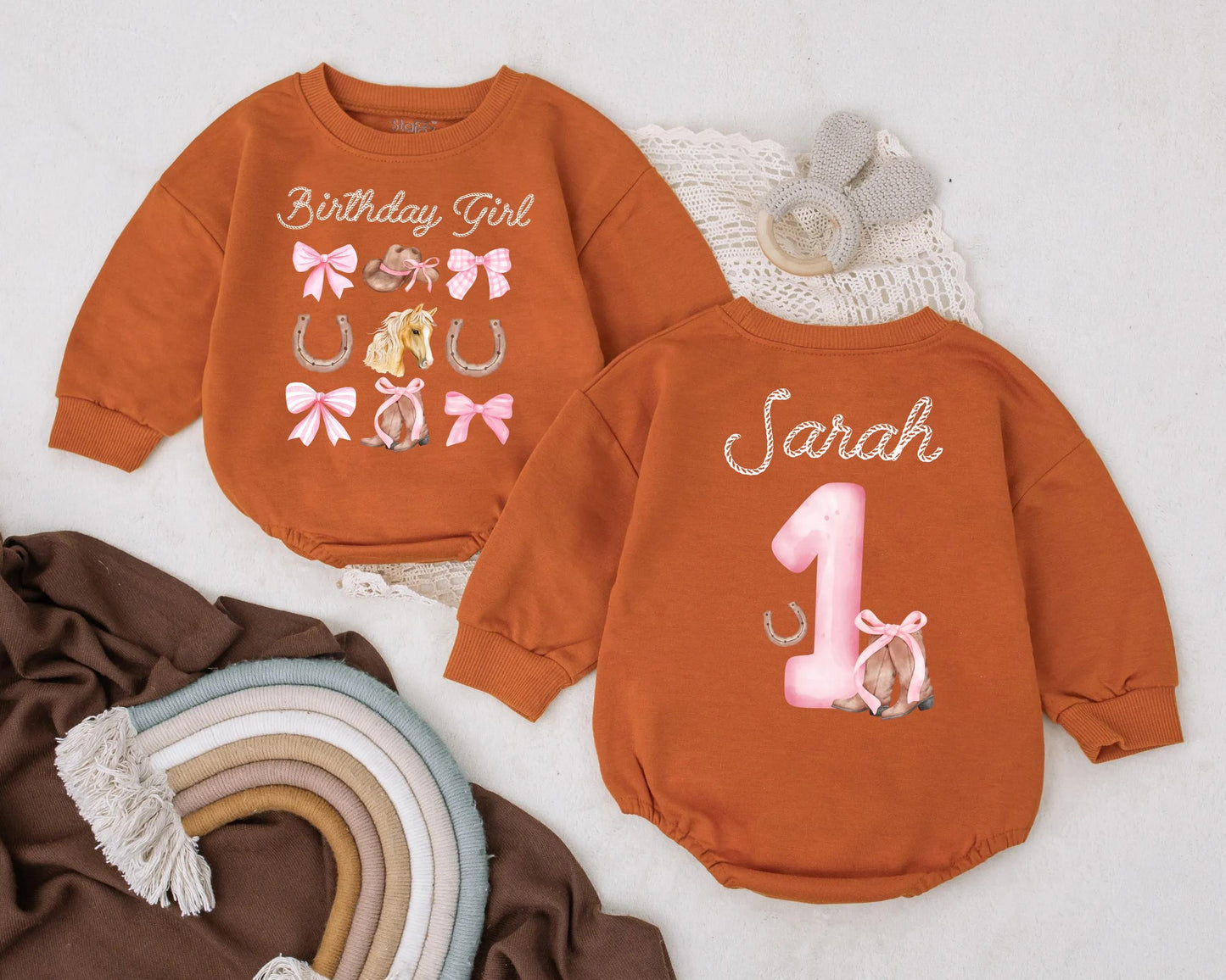 Custom Birthday Cowgirl Bubble Romper Western Baby Girl Outfit Rodeo Theme Country Clothes Personalized Name Gift