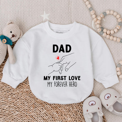 Daddy's Boy Bubble Romper My First Love My Forever Hero Baby Girl Outfit First Father's Day Gift Pink Seafood Crawfish