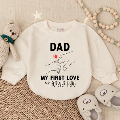 Daddy's Boy Bubble Romper My First Love My Forever Hero Baby Girl Outfit First Father's Day Gift Pink Seafood Crawfish