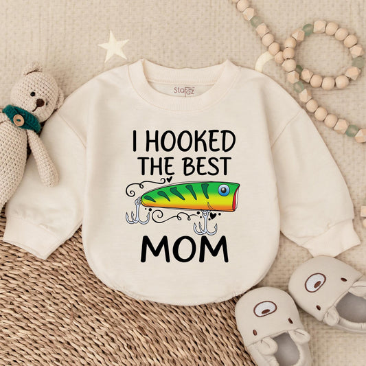 I Hooked the Best Mom Baby Romper Cute Fishing Lure Design Infant Outfit Mother's Day Gift Idea Toddler Boy Clothes Baby Shower Gift