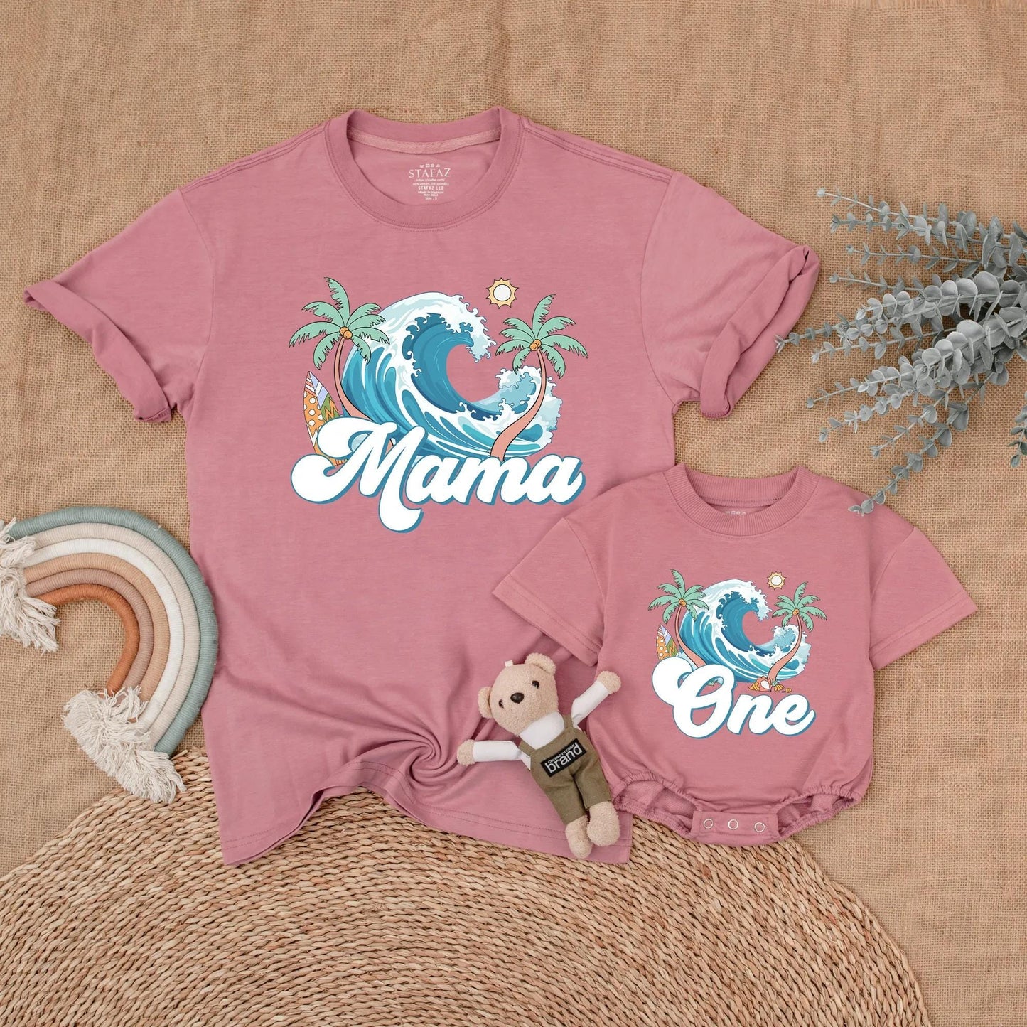 Surf's Up Birthday Matching Family Shirts for Beach First Birthday Celebration The Big One Surfer Theme Outfits