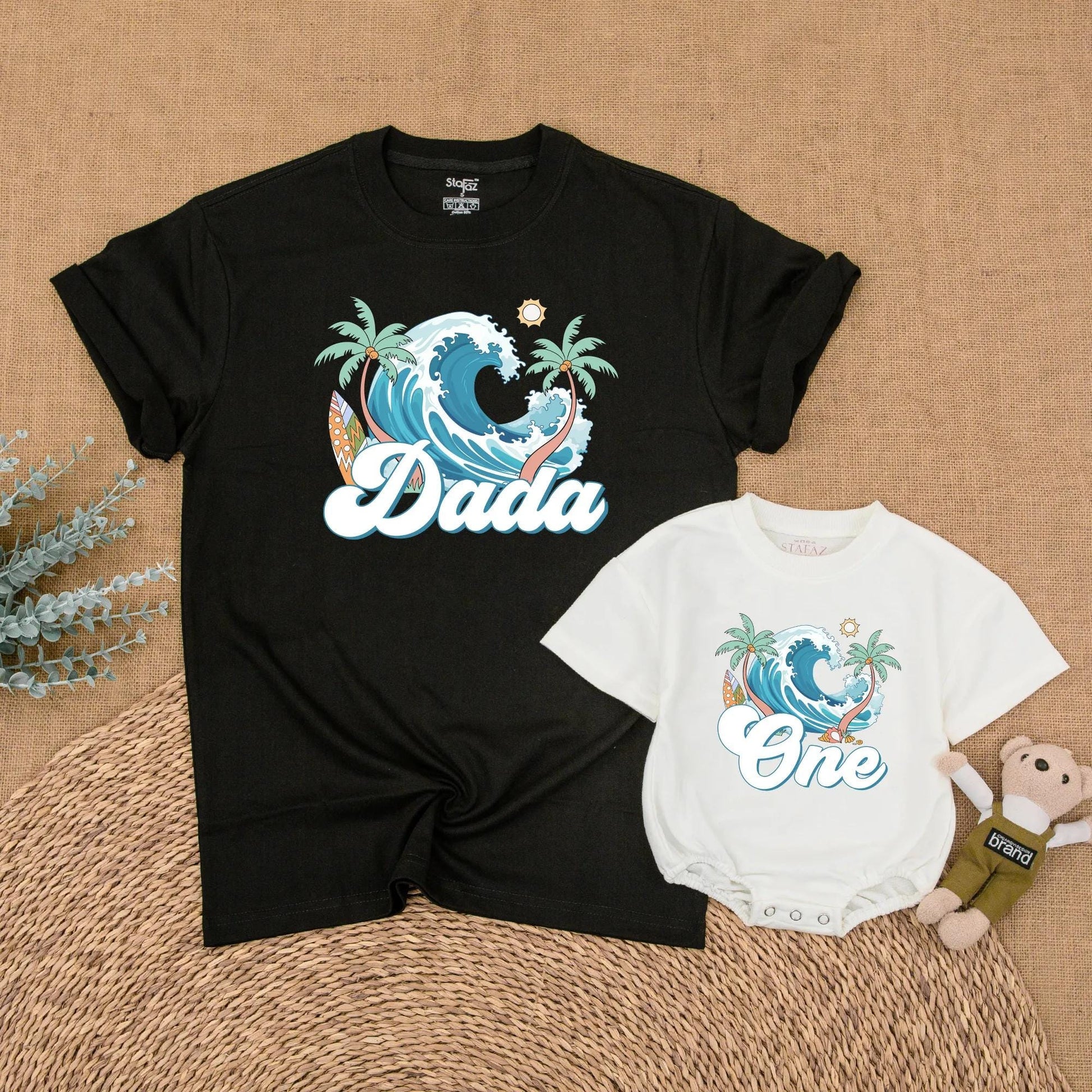 Surf's Up Birthday Matching Family Shirts for Beach First Birthday Celebration The Big One Surfer Theme Outfits