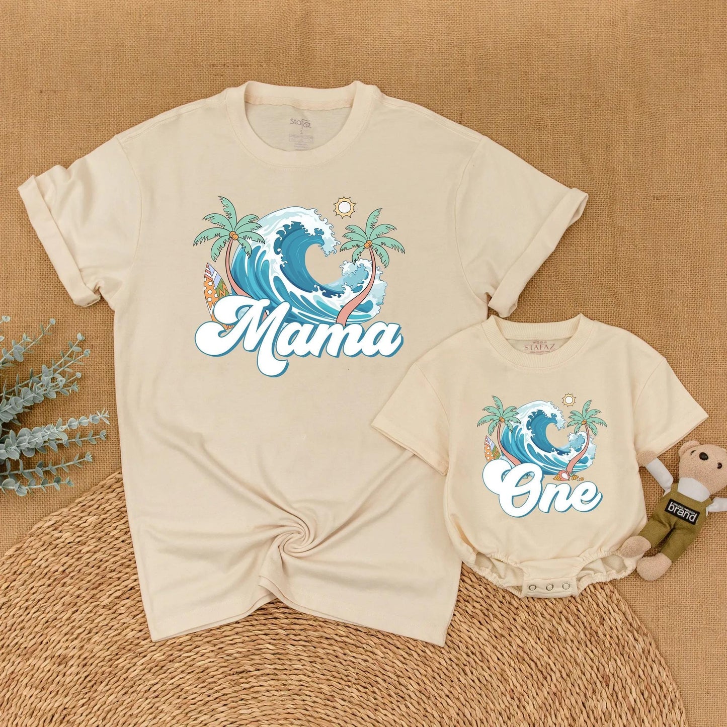 Surf's Up Birthday Matching Family Shirts for Beach First Birthday Celebration The Big One Surfer Theme Outfits