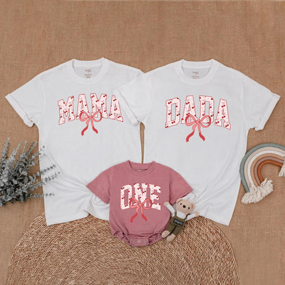 Cherry First Birthday Matching Shirt Set Mommy and Me Outfit Adorable Bow First Birthday Gift for Baby Girl