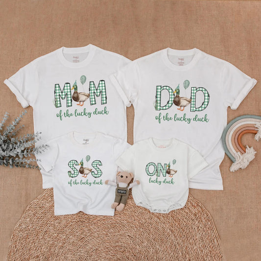One Mallard Duck Birthday Family Matching Shirt Cute Duckling First Birthday Celebration Outfit