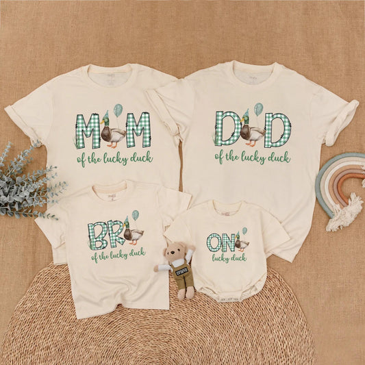 One Mallard Duck Birthday Family Matching Shirt Cute Duckling First Birthday Celebration Outfit