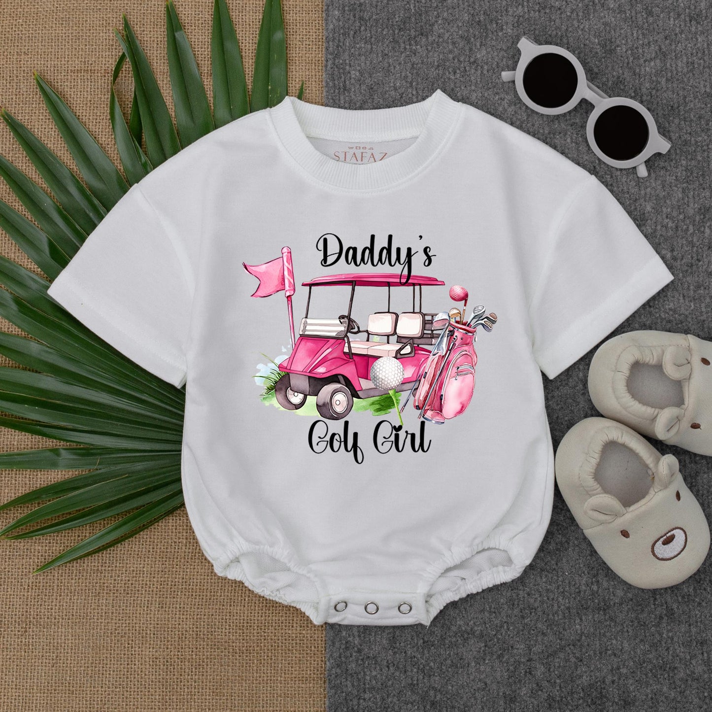 Daddy's Golf Girl Romper Cute Pink Golf Cart Outfit Baby Gameday Clothes Daddy And Me Golf Lover Gift Infant