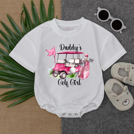 Daddy's Golf Girl Romper Cute Pink Golf Cart Outfit Baby Gameday Clothes Daddy And Me Golf Lover Gift Infant