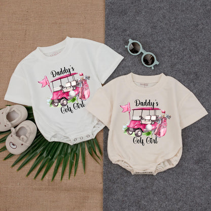 Daddy's Golf Girl Romper Cute Pink Golf Cart Outfit Baby Gameday Clothes Daddy And Me Golf Lover Gift Infant