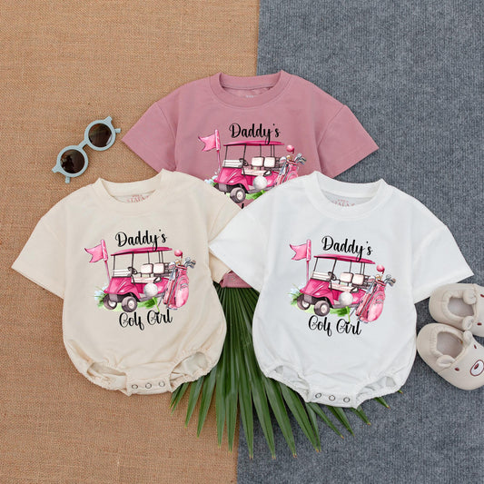 Daddy's Golf Girl Romper Cute Pink Golf Cart Outfit Baby Gameday Clothes Daddy And Me Golf Lover Gift Infant