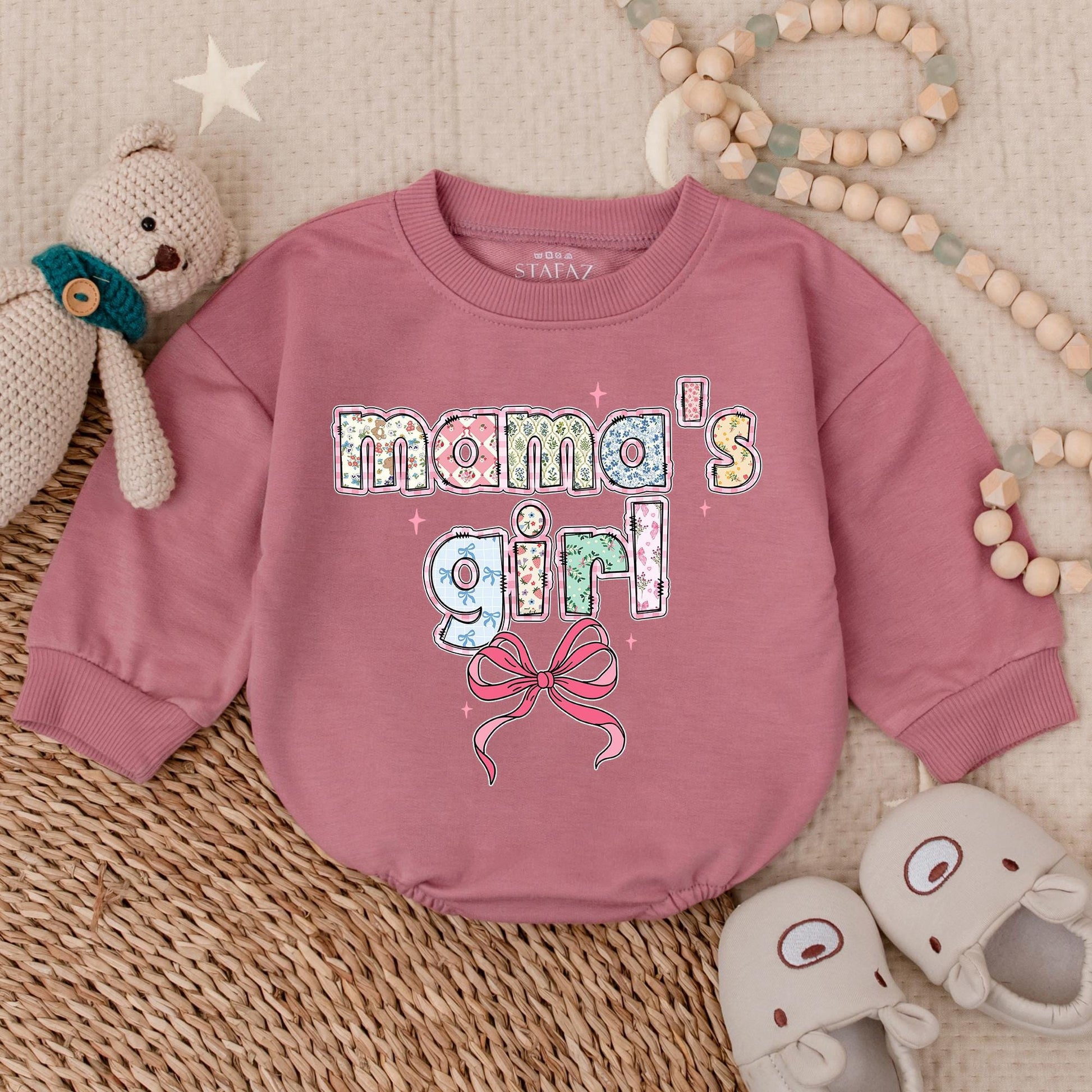 Mama's Girl Baby Pink Bow Bubble Romper Sweetest Mommy's Little Girl Outfit Perfect Mother's Day Gift for Baby Girl