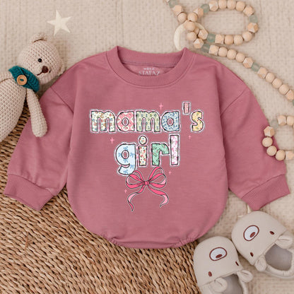 Mama's Girl Baby Pink Bow Bubble Romper Sweetest Mommy's Little Girl Outfit Perfect Mother's Day Gift for Baby Girl