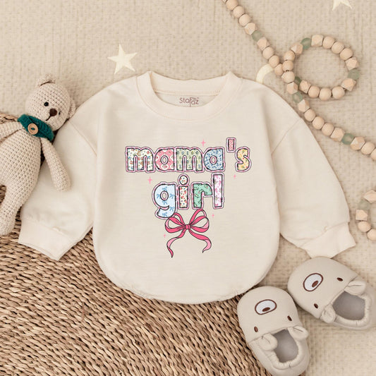 Mama's Girl Baby Pink Bow Bubble Romper Sweetest Mommy's Little Girl Outfit Perfect Mother's Day Gift for Baby Girl