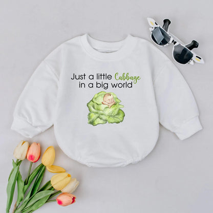 Adorable Just a Little Cabbage Baby Bubble Romper Soft Cotton Infant Bodysuit Cute Newborn Outfit Comfy Baby Clothes