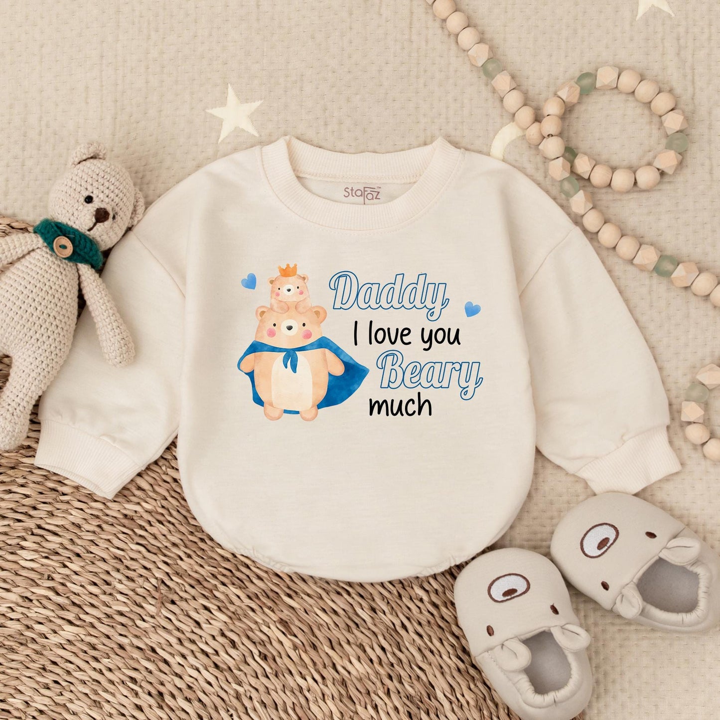 I Love You Beary Much Baby Boy Bubble Romper for Father's Day | Dad & Son Matching Outfit | Baby Shower Gift Newborn
