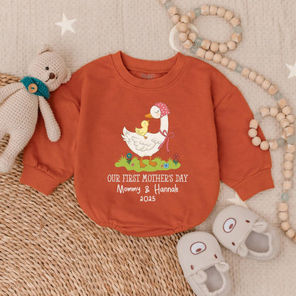 Personalized Our First Mother's Day Mama and Mini Goose Bubble Romper Bodysuit Best New Mom Gift Infant Baby Shower Present