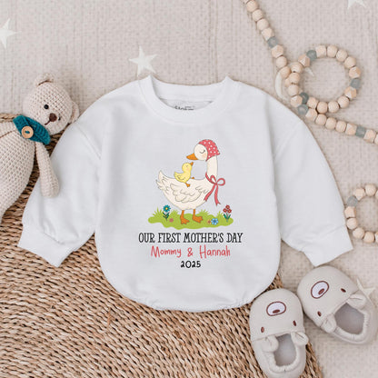 Personalized Our First Mother's Day Mama and Mini Goose Bubble Romper Bodysuit Best New Mom Gift Infant Baby Shower Present