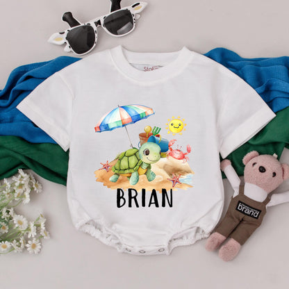 Personalized Name Beach Vacation Romper Baby Toddler Summer Outfit - First Vacation, Beach Bodysuit, Infant Baby Girl Boy Clothes Gift