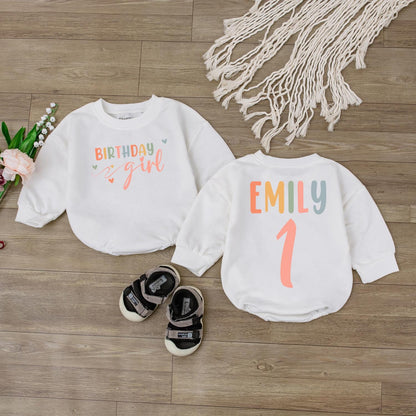 Personalized Birthday Girl Romper: Custom Name & Cozy Baby Outfit for Toddler's Celebration - Cute Jumpsuit Gift