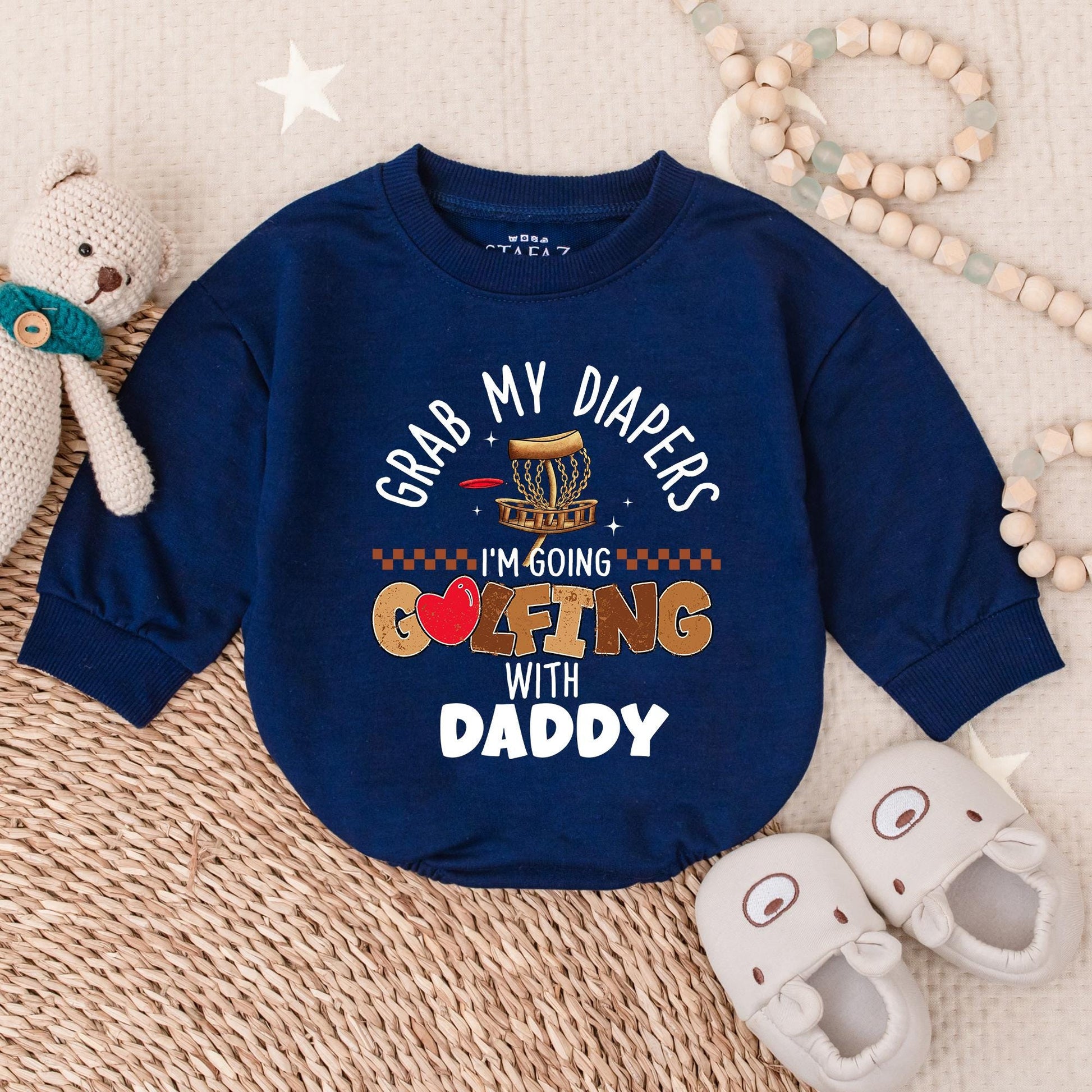 Grab My Diapers I'm Going Golfing With Daddy Baby Romper, Funny Father's Day Gift Newborn Outfit, Cute Baby Boy Clothes, Golfing Baby Onesie