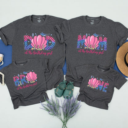 Personalized Oneder the Sea First Birthday Girl Family Matching Shirts Mommy Daddy Baby Ocean Animals Mermaid Party Outfit