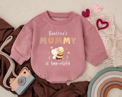 Cute Bee Baby Bubble Romper Personalized Infant Shirt Mommy and Me Outfit Mother's Day Gift for New Mom Custom Baby Clothes Summer