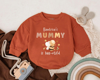 Cute Bee Baby Bubble Romper Personalized Infant Shirt Mommy and Me Outfit Mother's Day Gift for New Mom Custom Baby Clothes Summer