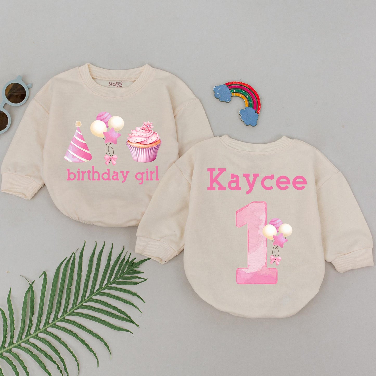 First Birthday Girl Romper Personalized One Birthday Gift Baby Toddler Party Outfit Cute Candle Design Cotton Soft Comfortable Celebration Clothes