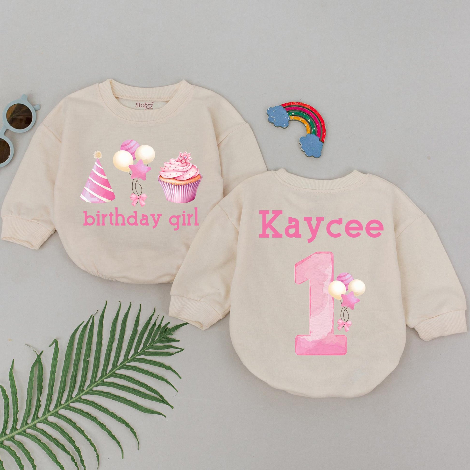 First Birthday Girl Romper Personalized One Birthday Gift Baby Toddler Party Outfit Cute Candle Design Cotton Soft Comfortable Celebration Clothes