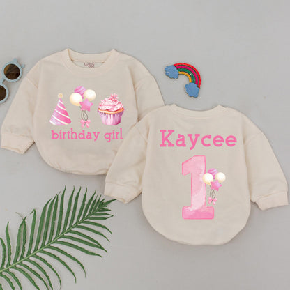 First Birthday Girl Romper Personalized One Birthday Gift Baby Toddler Party Outfit Cute Candle Design Cotton Soft Comfortable Celebration Clothes