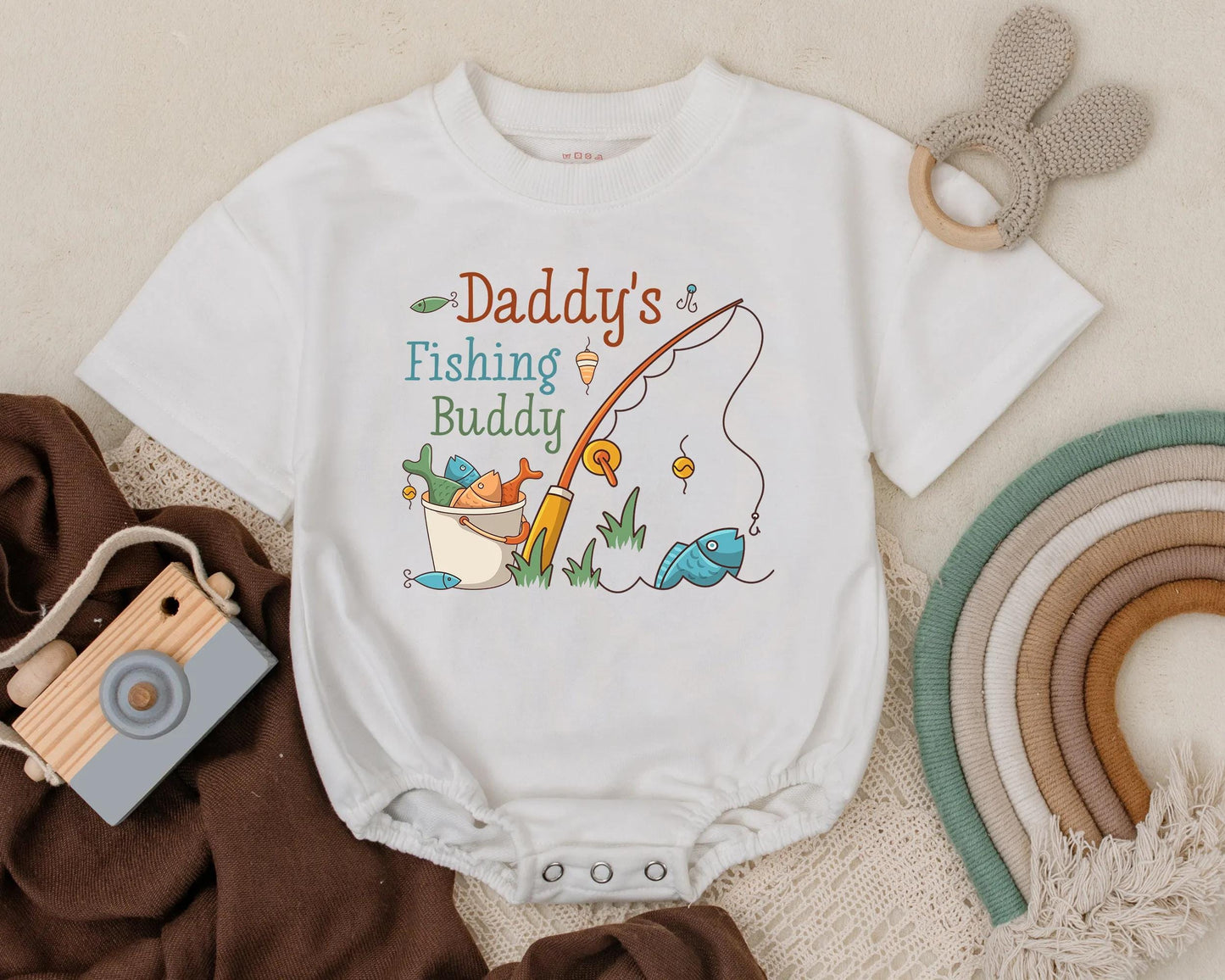 Daddy's Fishing Buddy Bubble Romper for Baby Boy Father's Day Fishing Theme Party Outfit Comfortable Cotton Gift for Dad